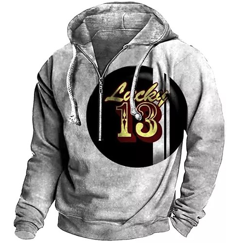 

Men's Pullover Full Zip Hoodie Gray Hooded Letter Graphic Prints Zipper Print Casual Daily Sports 3D Print Basic Streetwear Designer Spring Fall Clothing Apparel Hoodies Sweatshirts