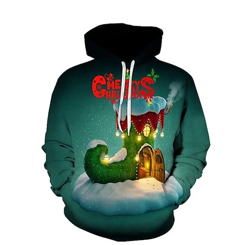 

Men's Pullover Hoodie Sweatshirt Green Hooded Graphic Prints Ugly Christmas Print Daily Sports 3D Print Basic Streetwear Designer Spring & Fall Clothing Apparel Hoodies Sweatshirts