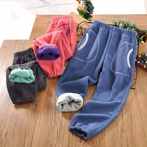 

Toddler Boys Pants Trousers Solid Color Keep Warm Pants Outdoor Cotton Basic Blue Purple Pink Mid Waist / Winter / Fall