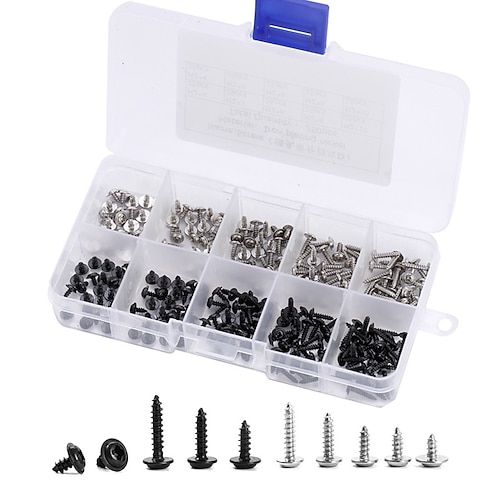 

250pcs M2 Cross Phillips Pan Round Head With Washer Collar Self-tapping Wood Screw