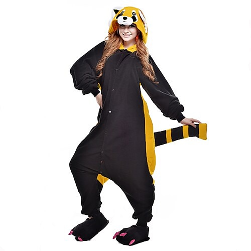 Per adulto Pigiama Kigurumi Pigiami e camicie da notte Mimetico Procione Orso Fantasia animale Collage Pigiama a pagliaccetto Pile Cosplay Per Uomini e donne Natale Pigiama a fantasia animaletto