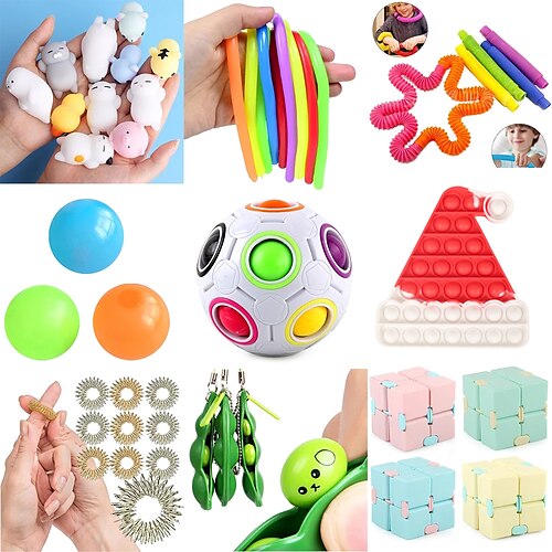 

Squishy Sensory Toys Children With Autism And Anxiety Sensory Reliver Shrink Tube Toys for Adult Push Squeeze Pea Toys