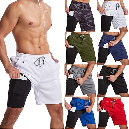 

Herre Aktiv Shorts Joggeshorts Casual shorts 2 i 1 Elastisk snordesign Med kompresjonsforing Helfarge Komfort Pustende Knelengde Sport & Utendørs Avslappet Daglig Mote Gatemote Hvit Svart