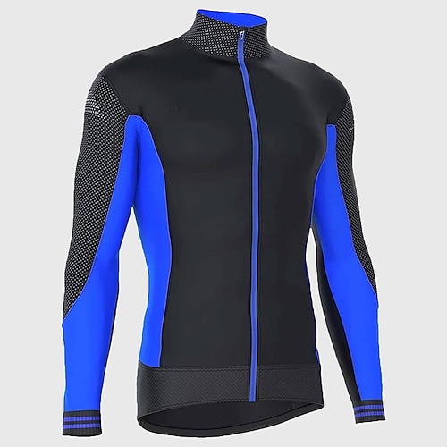 

21Grams Men's Cycling Jersey Long Sleeve Bike Jersey Top with 3 Rear Pockets Mountain Bike MTB Road Bike Cycling Breathable Quick Dry Moisture Wicking Reflective Strips Red Blue Grey Color Block