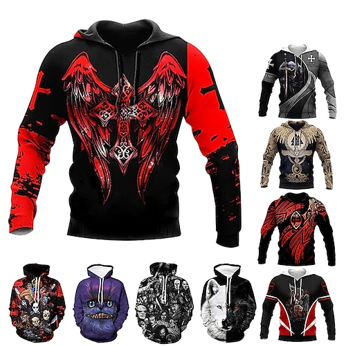 

Men's Hoodie Pullover Hoodie Sweatshirt Green Blue Purple Light Green Red Hooded Print Daily Going out 3D Print Plus Size Basic Designer Casual Fall Clothing Apparel Hoodies Sweatshirts Long Sleeve