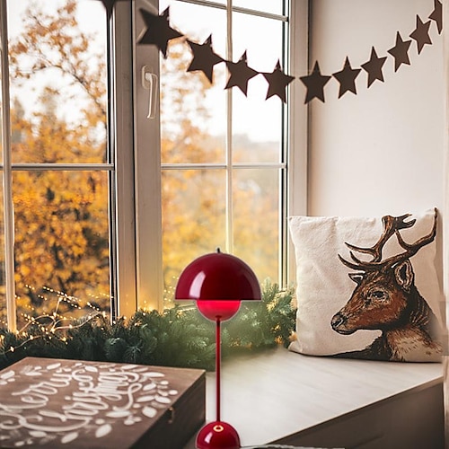 

Modern Bud Macaron Table Lamp,Nordic Simple Rechargeable Touch Bedside Lamp, Denmark Designer Creative Mushroom Home Bedroom Night Light Christmas gift