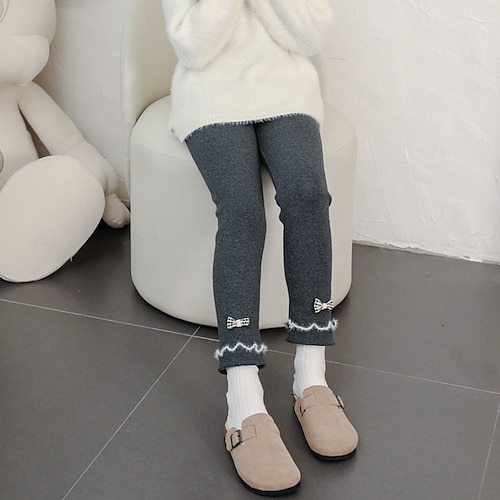 

Toddler Girls' Fleece Lined Leggings Solid Color Active Outdoor 7-13 Years Winter Black Pink Light Grey