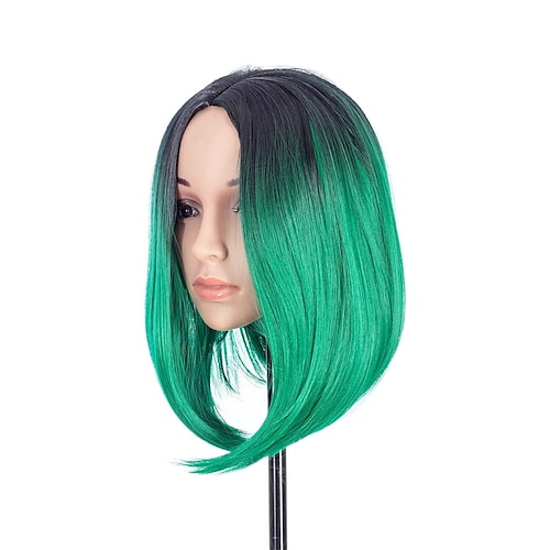 

Ombre Colors Straight Short Hair Bob Wig Synthetic Colorful Cosplay Daily Party Flapper Wig for Women and Kids