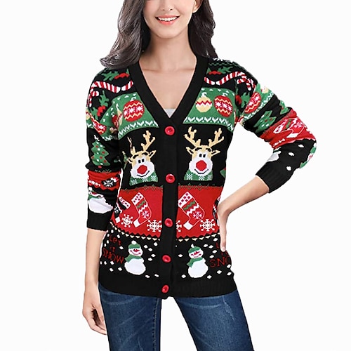 

Reindeer snowflake Masquerade Ugly Christmas Sweater / Sweatshirt Women's Christmas Christmas Masquerade Christmas Eve Adults Party Christmas 100% Acrylic Top