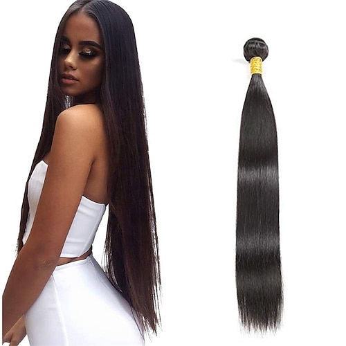 

Straight Human Hair Bundles 1Bundle 24 Inch Single Bundle Brazilian Virgin Straight Hair Single Bundle Straight Bundles Weave Hair Human Bundles For Black Woman