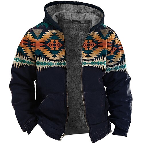 

Per uomo Felpa con cappuccio a zip intera Giacca di pelle Nero Con cappuccio Color Block Stampe astratte Cerniera Stampa Sportivo Giornaliero Sport Stampa 3D Vello Boho Streetwear Originale Inverno