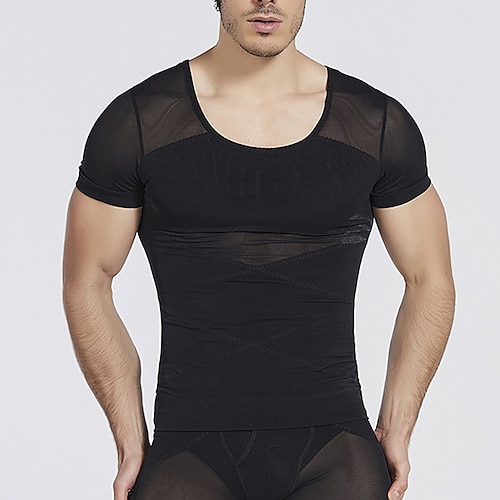 Men's Shapewear Waist Trainer Body Shaper Pure Color Simple Comfort Home  Daily Nylon Slimming Crew Neck Sleeveless Winter Fall Black White 2024 -  $20.99
