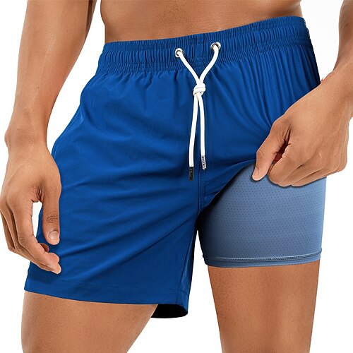 

Men's Swim Shorts Swim Trunks Board Shorts Pocket Drawstring Elastic Waist Solid Colored Comfort Breathable Short Casual Daily Holiday Classic Style Casual / Sporty Blue Micro-elastic