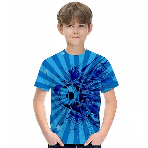 

Bambino Da ragazzo Coppa del Mondo maglietta Tee Calcio Manica corta Girocollo Top bambini Informale Stampa 3D Sportivo Giornaliero Estate Blu 3-12 anni