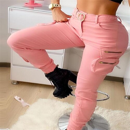 

Dame Mager Bomull Svart Rosa Mote Fritid / hverdag Full lengde Komfort عادي S M L XL