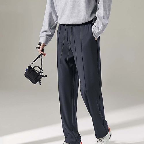 

Men's Trousers Casual Pants Pocket Drawstring Elastic Waist Solid Color Daily Holiday Streetwear Stylish Black Dark Gray Micro-elastic