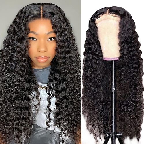 

Kinky Curly Lace Front Wigs Human Hair Wigs for Black Women 4x4 Brazilian Virgin Glueless Curly Lace Closure Wigs Human Hair Pre Plucked with Baby Hair Natural Hairline 180% Density