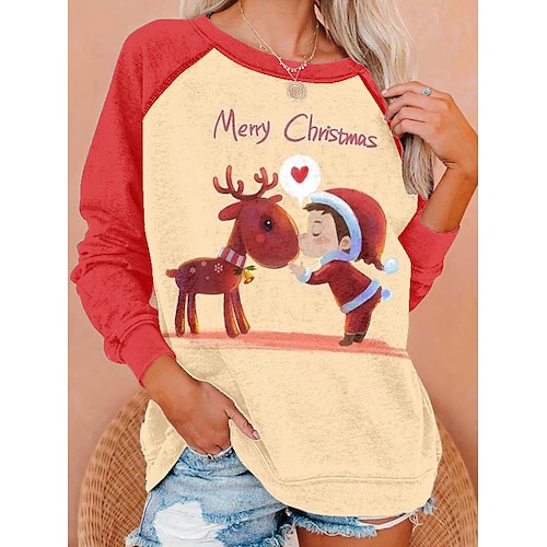 

Santa Claus Reindeer Masquerade Hoodie Women's Christmas Christmas Carnival Masquerade Adults' Christmas Vacation Polyester Top