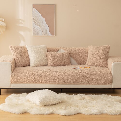 

Plush sofa cushion winter non-slip cushion subnet red straight leather sofa cover cover cloth winter