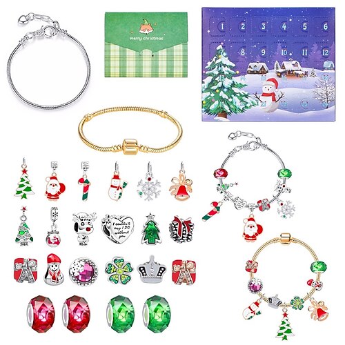 

Christmas Tree Festival Snowman Bracelet Envelope Blind Box Children's Toy Jewelry Diy Hand String Greeting Card