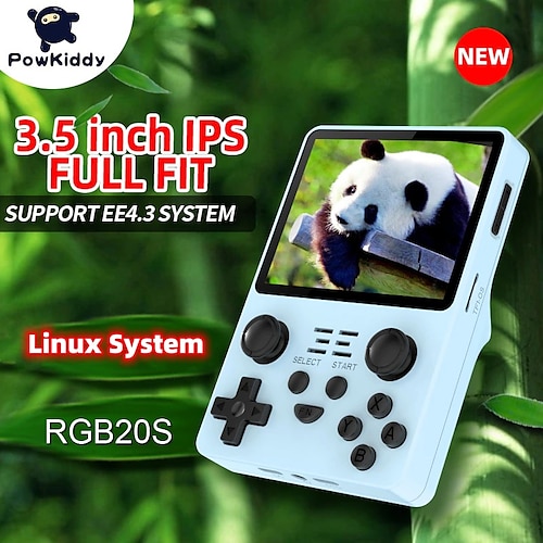 

POWKIDDY New RGB20S Handheld Game Console Retro Video game 32G 64G 128G 20000 games 3.5-Inch 4:3 IPS Screen open Linux System RK3326 Children's Gifts