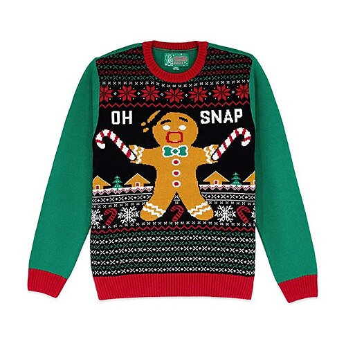 

Men's Sweater Ugly Christmas Sweater Pullover Sweater Jumper Ribbed Knit Cropped Knitted Christmas Pattern Crew Neck Keep Warm Modern Contemporary Christmas Work Clothing Apparel Fall & Winter Green