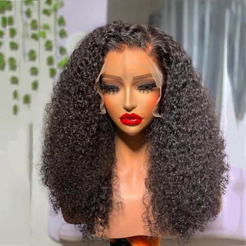 

parrucca frontale del merletto dei capelli vergini brasiliani non trasformati parrucche dei capelli umani ricci anteriori del merletto con i capelli del bambino pre-pizzicati per le donne
