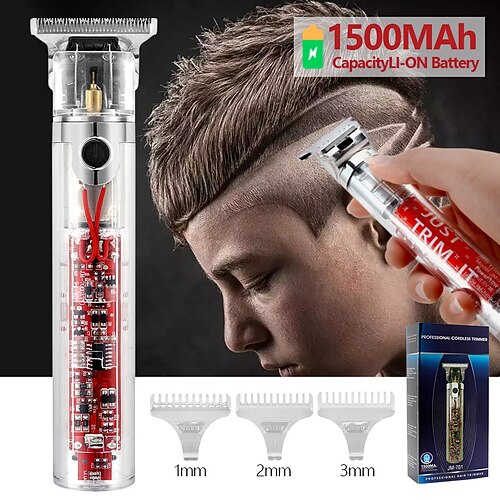 

New Electric Hair Clipper Transparent Body Hair Trimmer for Men Professional USB Rechargeable 0mm Hair Cut Machine Electric