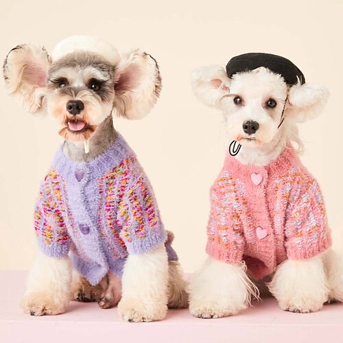 

Dog Cat Sweater Solid Colored Cat Fashion Cute Outdoor Casual Daily Winter Dog Clothes Puppy Clothes Dog Outfits Soft Purple Pink Costume for Girl and Boy Dog Polyester XS S M L XL XXL