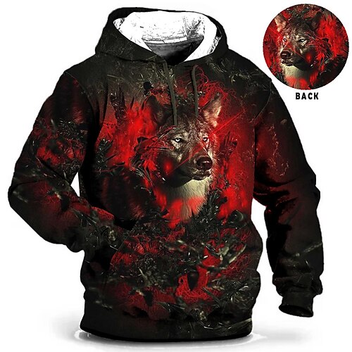 

Men's Plus Size Big and Tall Animal Hooded Long Sleeve Spring Fall Streetwear Designer Basic Casual Daily Sports Tops