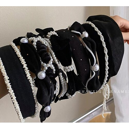 

1PC Women's Headbands Headband For Daily Fabric #12 Bow Tie Pearl Headband #4 Pearl Bow Black Headband #15 Pearl White Headband
