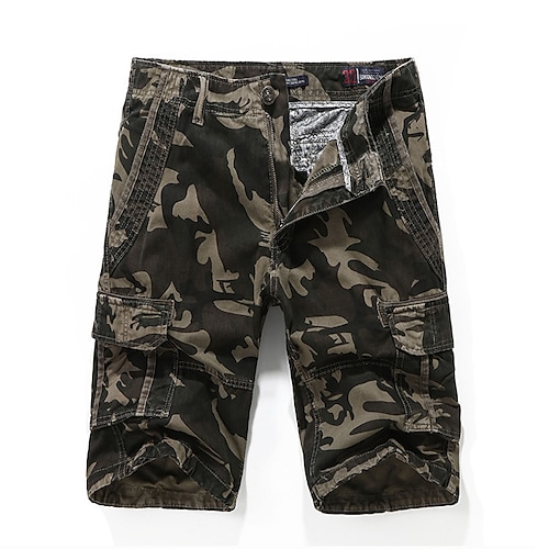 

Men's Cargo Shorts Shorts Zipper Pocket Camouflage Daily Holiday 100% Cotton Streetwear Stylish ArmyGreen Light gray Inelastic