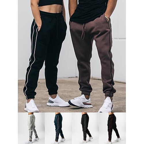 

Men's Joggers Sweatpants Drawstring Side Pockets Bottoms Outdoor Athleisure Winter Cotton Breathable Soft Running Walking Jogging Sportswear Activewear Solid Colored Dark Navy Black White Black Red