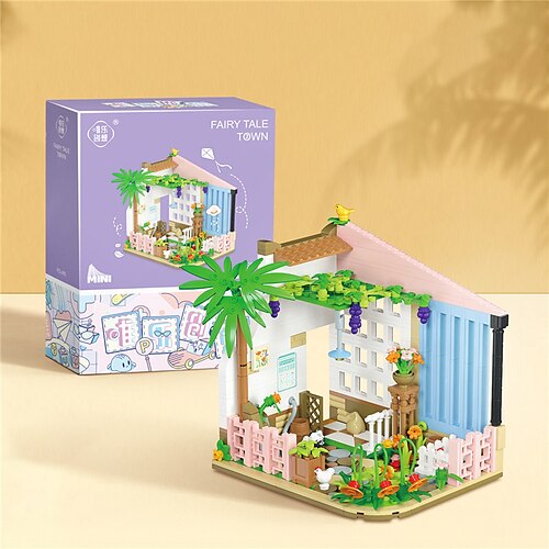 

Building Blocks Toys 485 pcs Ages 14 Up Mini Street View Building Block Granule Assembled Model Girl Childhood House Small Gift Back Garden Of Childhood