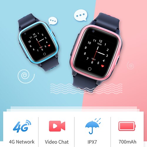 

696 D31 Smart Watch 1.4 inch Kids Smartwatch Phone Bluetooth 4G Pedometer Activity Tracker Alarm Clock Compatible with Smartphone Kid's GPS Hands-Free Calls with Camera IPX-7 31mm Watch Case