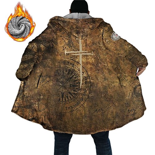 

Men's Coat Warm Sports & Outdoor Zipper Cross Compass 3D Printed Graphic Hoodie Streetwear Jacket Outerwear Long Sleeve Zipper Fall & Winter