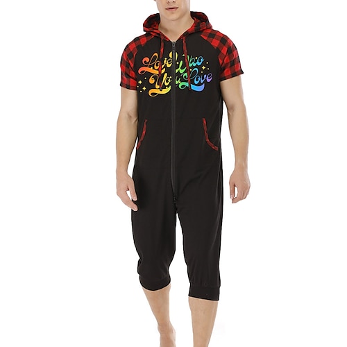 

Men's Loungewear Onesie Pajamas Graphic Prints Simple Comfort Home Daily Polyester Breathable Hoodie Short Sleeve Pocket Summer Lake blue Black