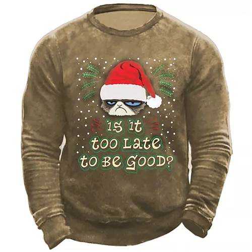 

Men's Sweatshirt Pullover Brown Crew Neck Animal Graphic Prints Print Christmas Daily Sports 3D Print Basic Streetwear Designer Spring Fall Clothing Apparel Hoodies Sweatshirts