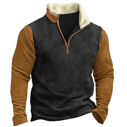 

Men's Zip Up Sweatshirt Pullover Green Black Blue Brown Coffee Half Zip Color Block Graphic Prints Zipper Print Daily Sports Going out 3D Print Basic Casual Thin fleece Winter Clothing Apparel Hoodies