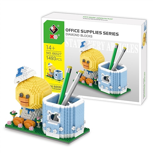 

Building Blocks Toys 1493 pcs Ages 14 and Up Cartoon Pen Container Series Modeling Creativity Puzzle Diamond Small Particle Assembly Blocks Duck Pen Container