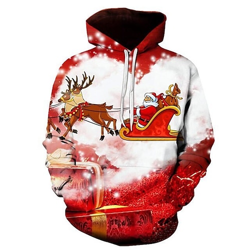 

Men's Pullover Hoodie Sweatshirt Wine Red Green Yellow Red White Hooded Santa Claus Graphic Prints Ugly Christmas Print Daily Sports 3D Print Basic Streetwear Designer Spring & Fall Clothing Apparel