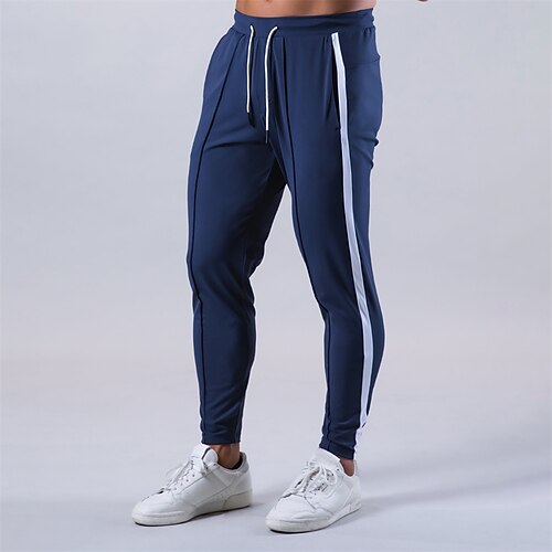 

Men's Joggers Sweatpants Pocket Drawstring High Waist Bottoms Outdoor Athleisure Winter Breathable Soft Running Walking Jogging Sportswear Activewear Stripes Black Dark Navy Gray / Stretchy