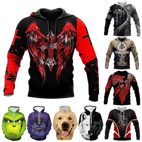 

Men's Hoodie Pullover Hoodie Sweatshirt Green Blue Purple Light Green Red Hooded Print Daily Going out 3D Print Plus Size Basic Designer Casual Fall Clothing Apparel Hoodies Sweatshirts Long Sleeve