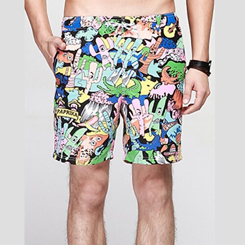 

Men's Swim Shorts Swim Trunks Board Shorts Pocket Drawstring Elastic Waist Graphic Flower / Floral Comfort Breathable Short Casual Daily Holiday Classic Style Casual / Sporty Green Black Micro-elastic