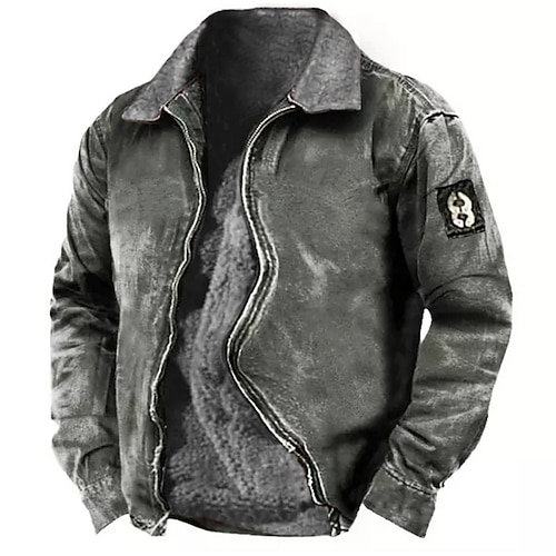 

Men's Coat Warm Sports & Outdoor Zipper Letter 3D Printed Graphic Turndown Sports Jacket Outerwear Long Sleeve Pocket Fall & Winter