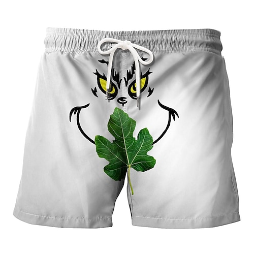 

Men's Board Shorts Swim Shorts Swim Trunks Shorts Summer Shorts Drawstring Elastic Waist Elastic Drawstring Design Print Christmas Fig Leaf Breathable Soft Short Casual Daily Holiday Streetwear