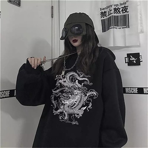 

Punk Gothic Dragon Hoodie Print Front Pocket Graphic Hoodie For Men's Women's Unisex Adults' Hot Stamping 100% Polyester Casual Daily