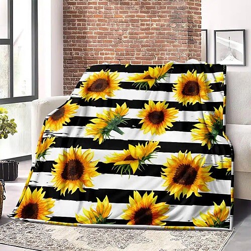 

Sunflower Flannel Throw Blankets Warm Plush Throw Blanket for Sofa Couch Bed Camping Travel Bedding Boys Girls Adults