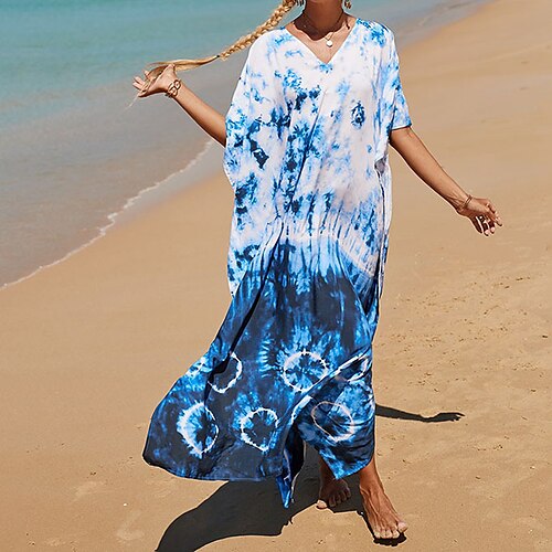 

Mujer Bañadores Tapadera Vestido de playa Normal Traje de baño Estampado Impresión Tie Dye Azul Piscina Morado Rosa Arco Iris Naranja Escote en V Trajes de baño nuevo Vacaciones Moda