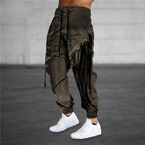 

Men's Sweatpants Joggers Trousers Drawstring Elastic Waist 3D Print Abstract Graphic Prints Comfort Sports Outdoor Casual Daily Cotton Blend Streetwear Stylish Blue Brown Micro-elastic